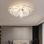 Lampada da soffitto a LED con cupola in petali di fiori di lusso moderno in ferro e acrilico per camera da letto