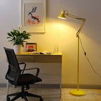 Lampada da Terra Rotonda Retrattile e Girevole in Ferro 1 Luce Contemporanea Scandinava per Camera da Letto