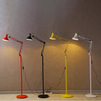Lampada da Terra Rotonda Retrattile e Girevole in Ferro 1 Luce Contemporanea Scandinava per Camera da Letto