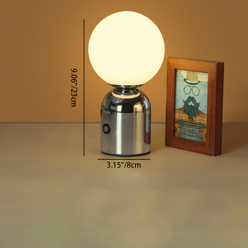 Lampada da Tavolo LED Acrilica Rotonda USB in Ferro Scandinava Contemporanea per Camera da Letto
