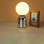 Lampada da Tavolo LED Acrilica Rotonda USB in Ferro Scandinava Contemporanea per Camera da Letto