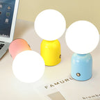 Lampada da Tavolo LED Acrilica Rotonda USB in Ferro Scandinava Contemporanea per Camera da Letto