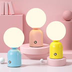 Lampada da Tavolo LED Acrilica Rotonda USB in Ferro Scandinava Contemporanea per Camera da Letto