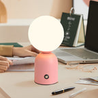 Lampada da Tavolo LED Acrilica Rotonda USB in Ferro Scandinava Contemporanea per Camera da Letto