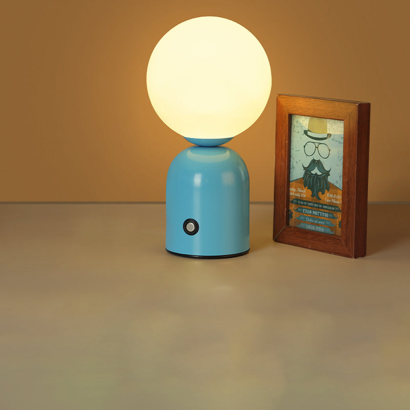 Lampada da Tavolo LED Acrilica Rotonda USB in Ferro Scandinava Contemporanea per Camera da Letto