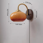 Applique da Parete Moderna in Legno di Frassino e Vetro, Colore Crema, Stile Mid-Century, Lampada a 1 Luce per Camera da Letto
