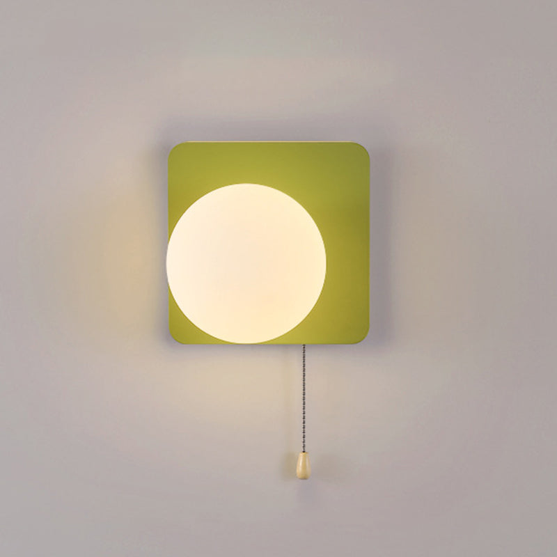 Semplicità Moderna Geometria Ferro Vetro Lampada Applique a 1 Luce con Zip per Camera da Letto