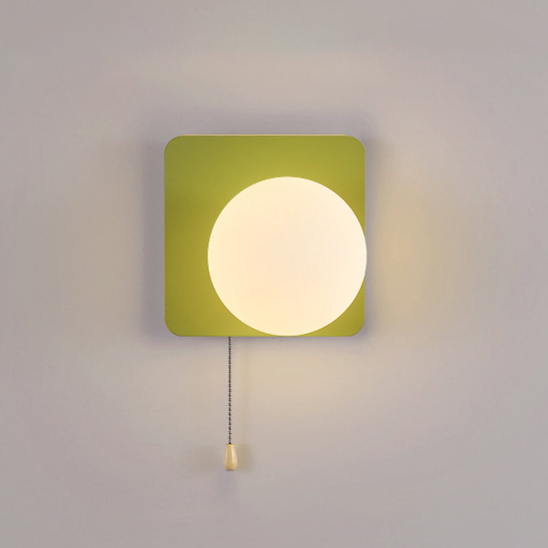Semplicità Moderna Geometria Ferro Vetro Lampada Applique a 1 Luce con Zip per Camera da Letto