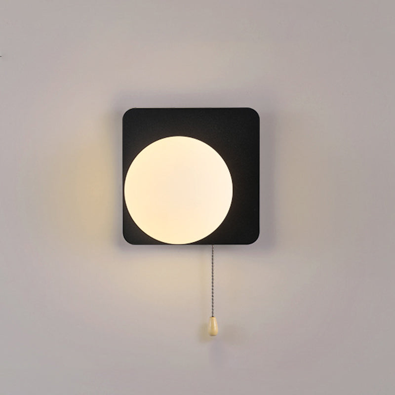 Semplicità Moderna Geometria Ferro Vetro Lampada Applique a 1 Luce con Zip per Camera da Letto