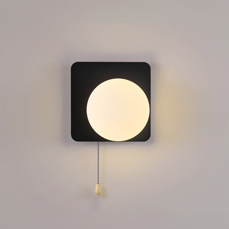 Semplicità Moderna Geometria Ferro Vetro Lampada Applique a 1 Luce con Zip per Camera da Letto