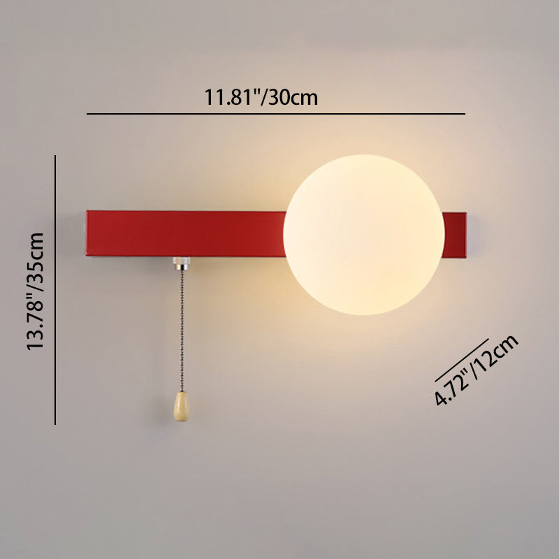 Semplicità Moderna Geometria Ferro Vetro Lampada Applique a 1 Luce con Zip per Camera da Letto