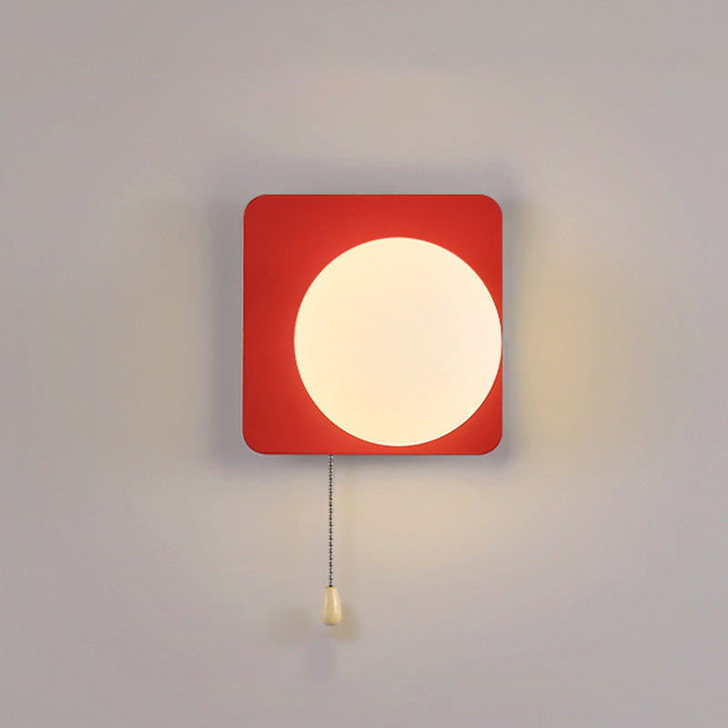 Semplicità Moderna Geometria Ferro Vetro Lampada Applique a 1 Luce con Zip per Camera da Letto