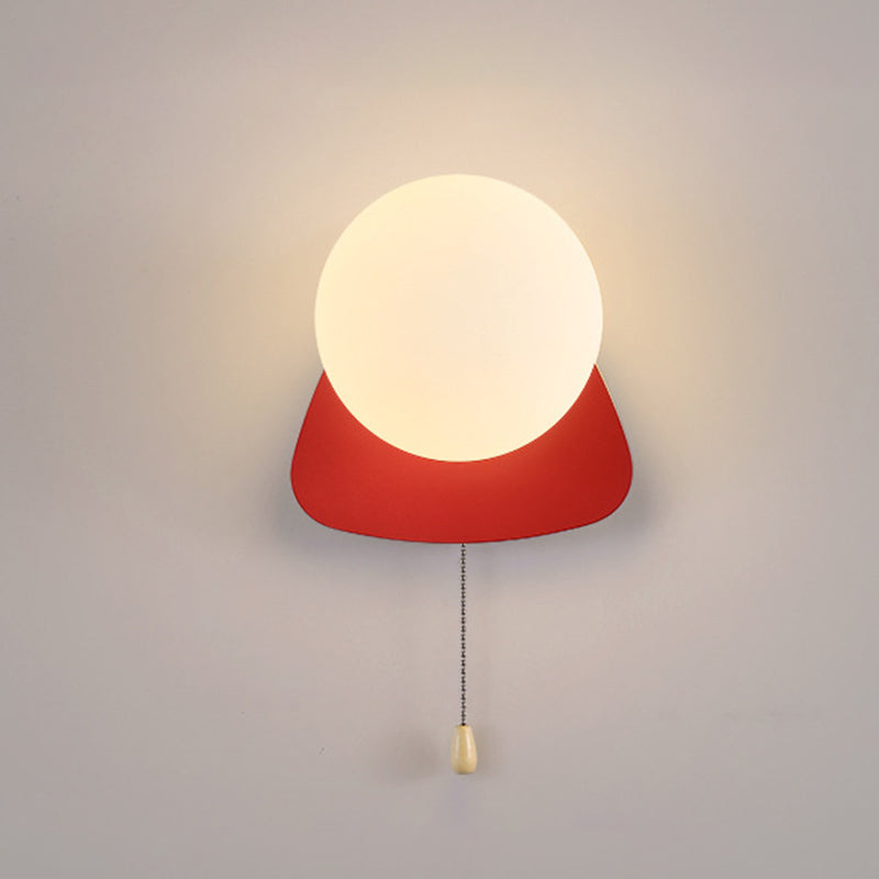 Semplicità Moderna Geometria Ferro Vetro Lampada Applique a 1 Luce con Zip per Camera da Letto