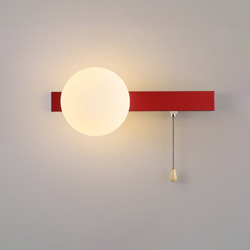 Semplicità Moderna Geometria Ferro Vetro Lampada Applique a 1 Luce con Zip per Camera da Letto