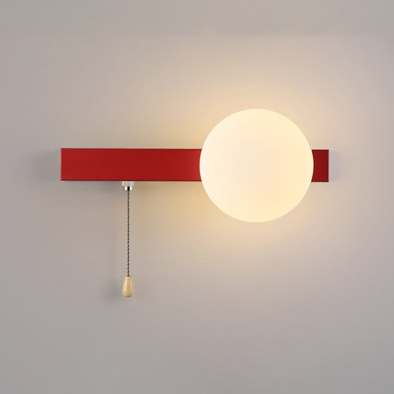 Semplicità Moderna Geometria Ferro Vetro Lampada Applique a 1 Luce con Zip per Camera da Letto