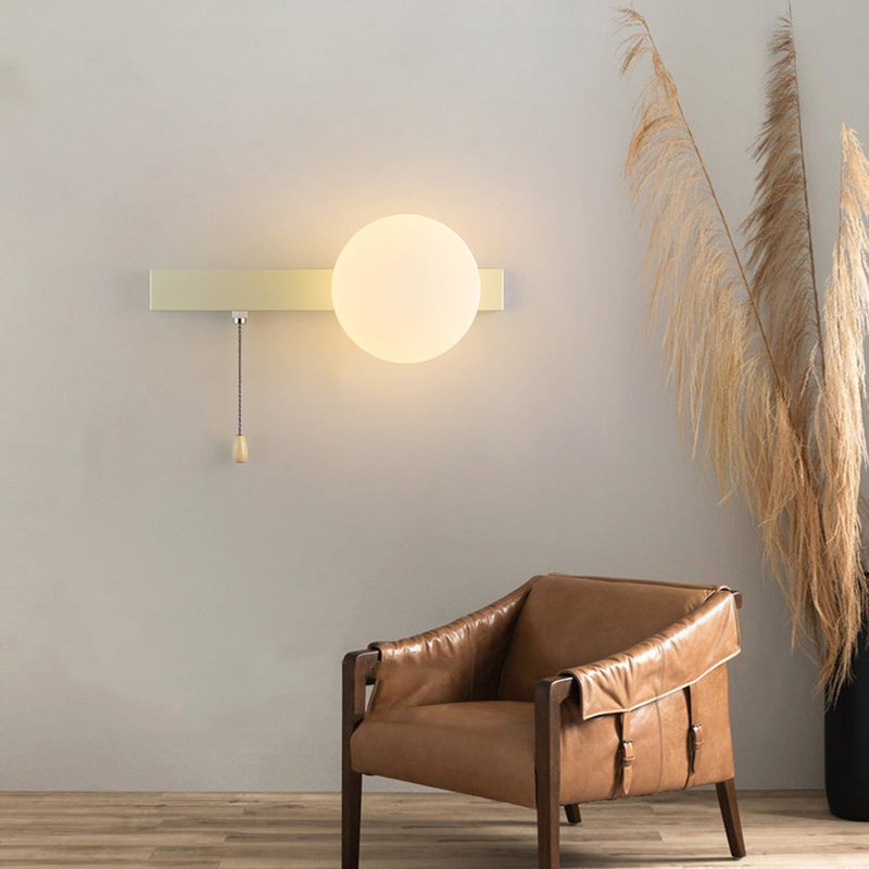 Semplicità Moderna Geometria Ferro Vetro Lampada Applique a 1 Luce con Zip per Camera da Letto