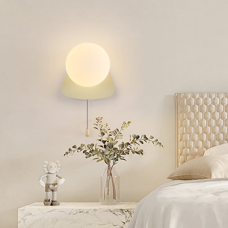 Semplicità Moderna Geometria Ferro Vetro Lampada Applique a 1 Luce con Zip per Camera da Letto
