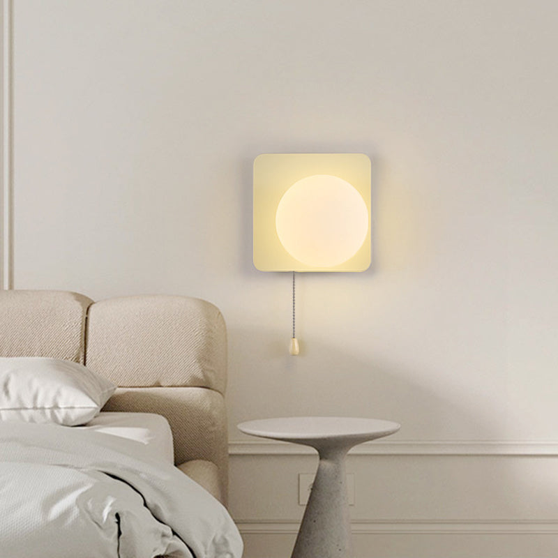 Semplicità Moderna Geometria Ferro Vetro Lampada Applique a 1 Luce con Zip per Camera da Letto
