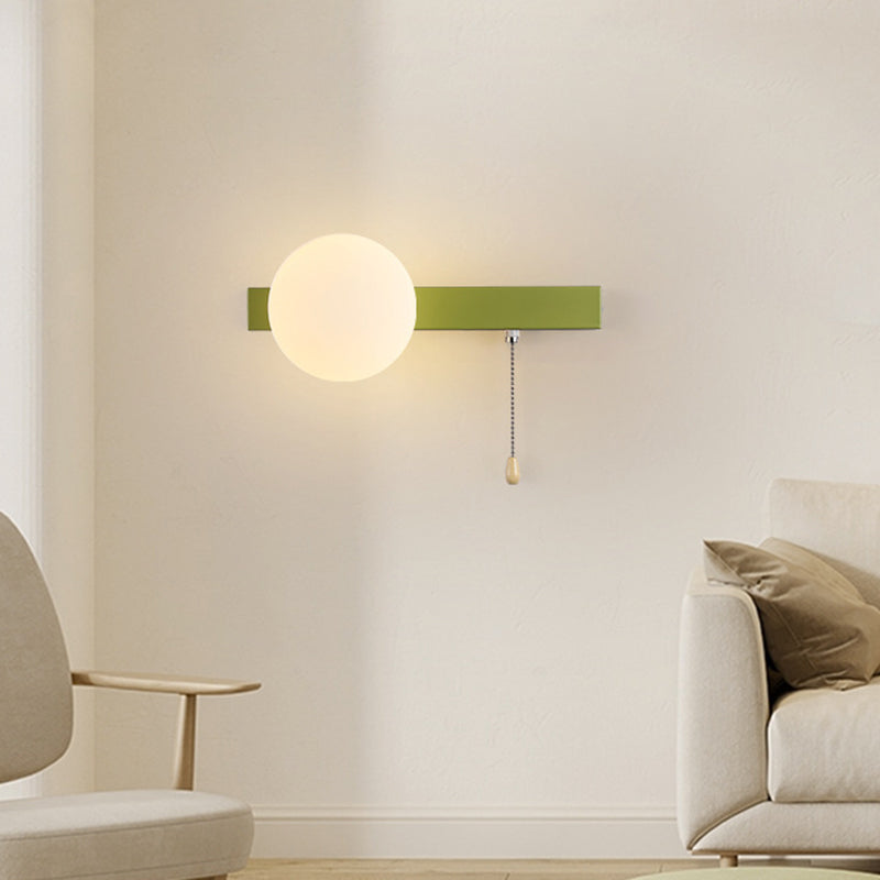 Semplicità Moderna Geometria Ferro Vetro Lampada Applique a 1 Luce con Zip per Camera da Letto