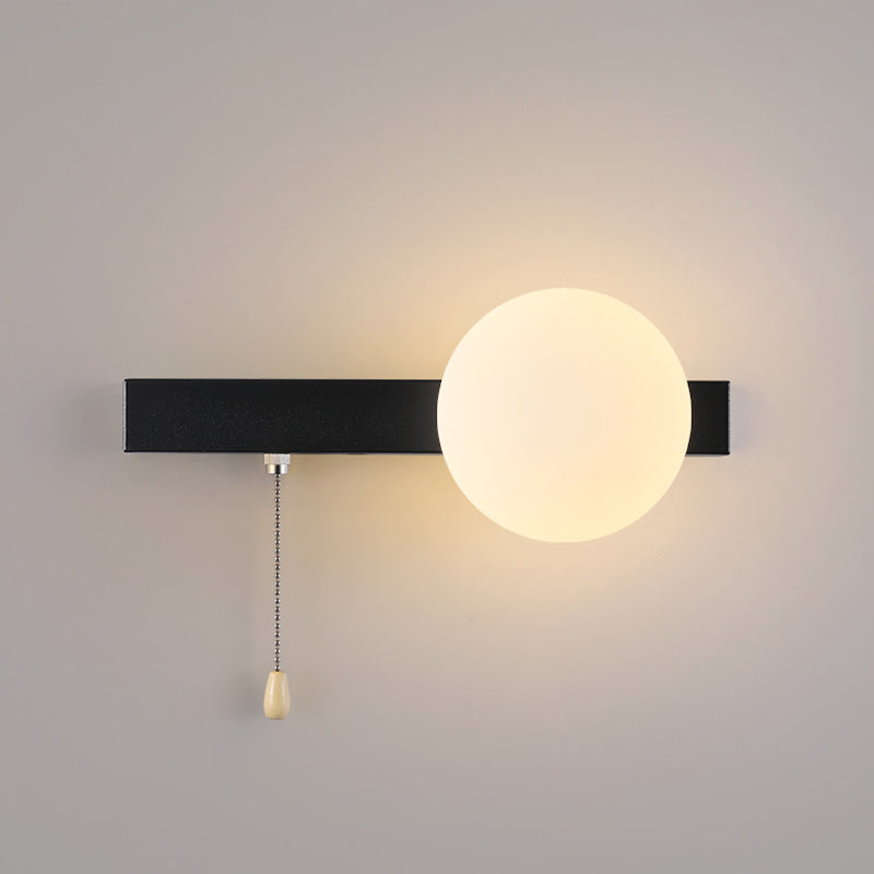 Semplicità Moderna Geometria Ferro Vetro Lampada Applique a 1 Luce con Zip per Camera da Letto