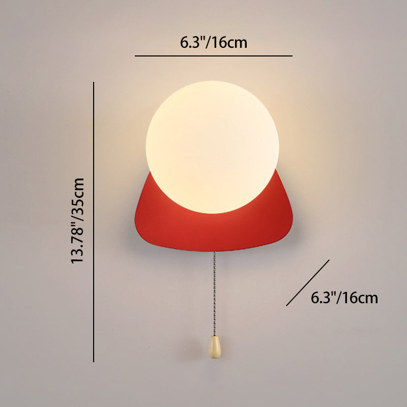 Semplicità Moderna Geometria Ferro Vetro Lampada Applique a 1 Luce con Zip per Camera da Letto