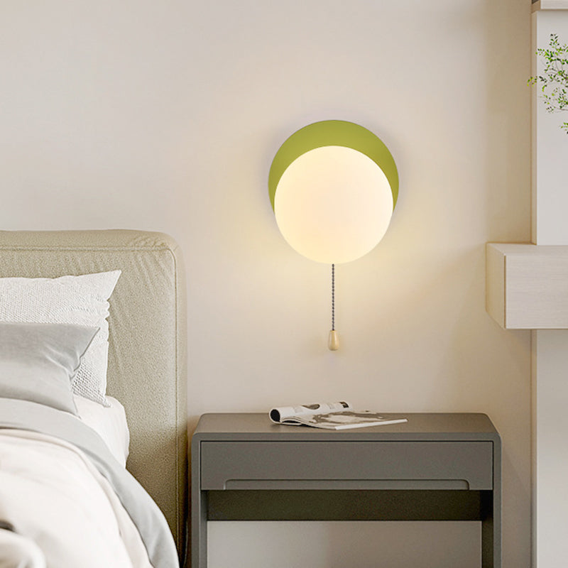 Semplicità Moderna Geometria Ferro Vetro Lampada Applique a 1 Luce con Zip per Camera da Letto