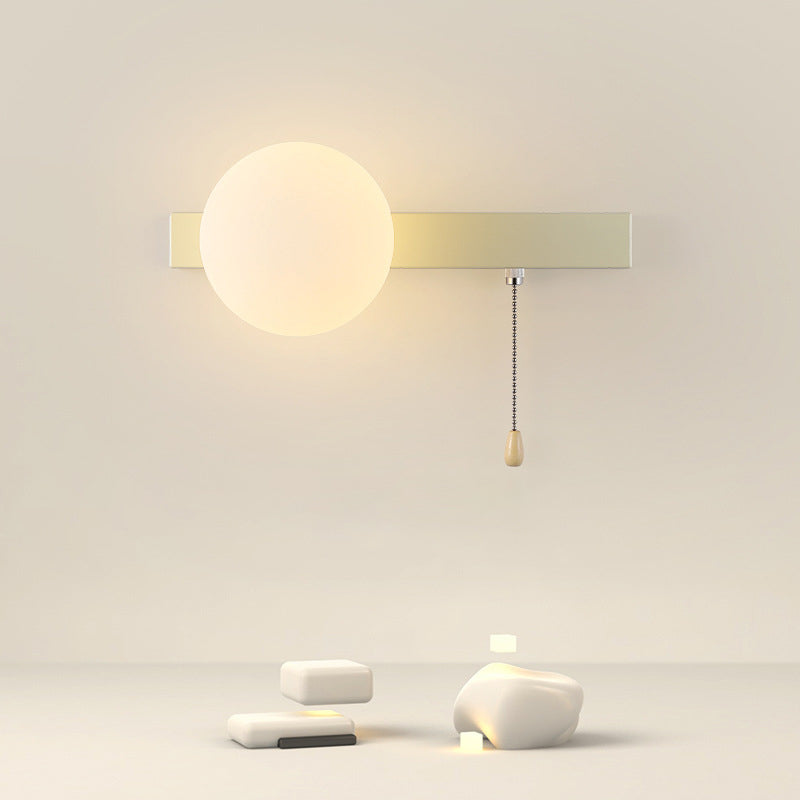 Semplicità Moderna Geometria Ferro Vetro Lampada Applique a 1 Luce con Zip per Camera da Letto