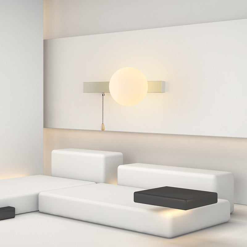 Semplicità Moderna Geometria Ferro Vetro Lampada Applique a 1 Luce con Zip per Camera da Letto