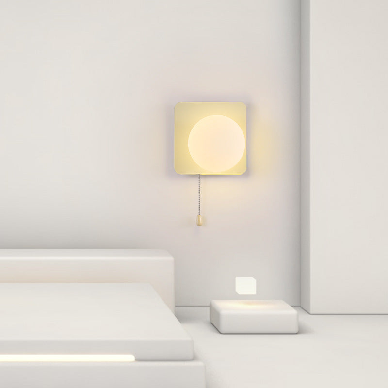 Semplicità Moderna Geometria Ferro Vetro Lampada Applique a 1 Luce con Zip per Camera da Letto