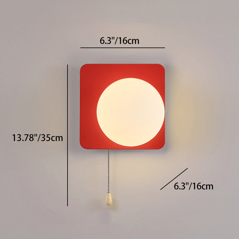 Semplicità Moderna Geometria Ferro Vetro Lampada Applique a 1 Luce con Zip per Camera da Letto