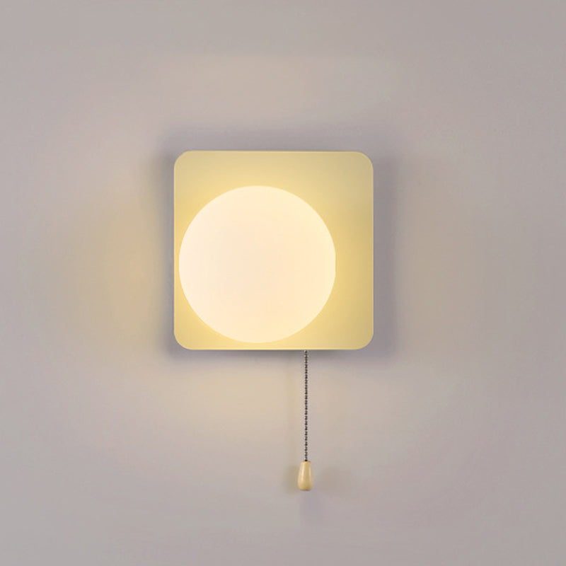Semplicità Moderna Geometria Ferro Vetro Lampada Applique a 1 Luce con Zip per Camera da Letto