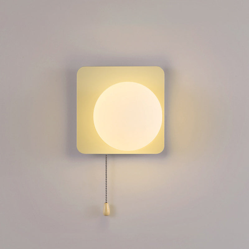 Semplicità Moderna Geometria Ferro Vetro Lampada Applique a 1 Luce con Zip per Camera da Letto
