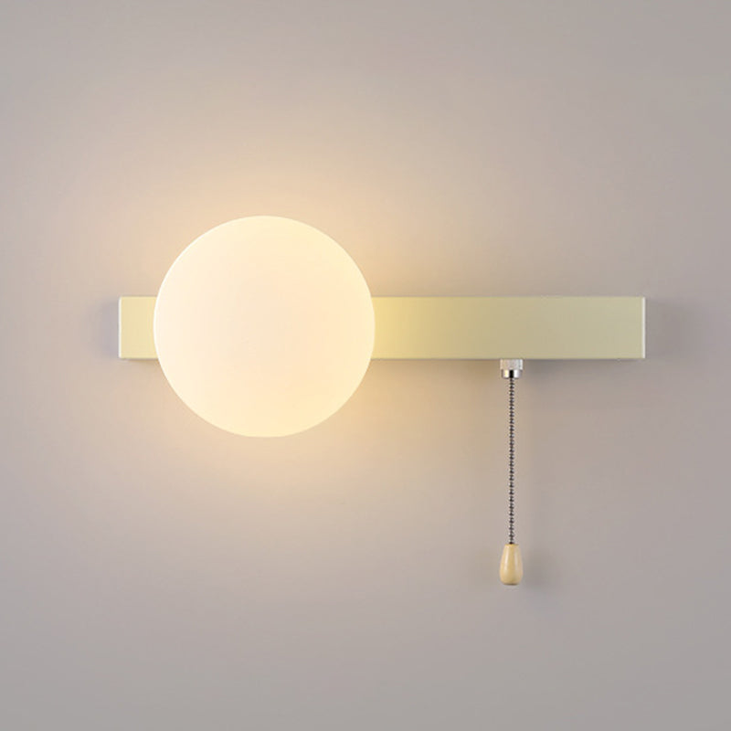 Semplicità Moderna Geometria Ferro Vetro Lampada Applique a 1 Luce con Zip per Camera da Letto
