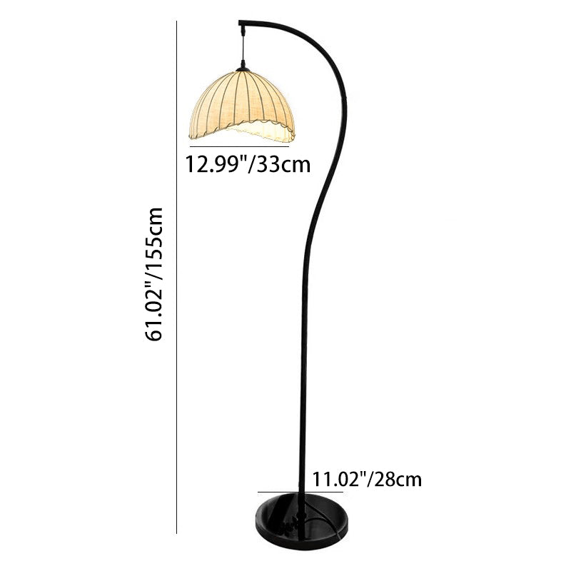 Lampada da terra vintage tradizionale rotonda in ferro con tessuto, 1 luce, per soggiorno