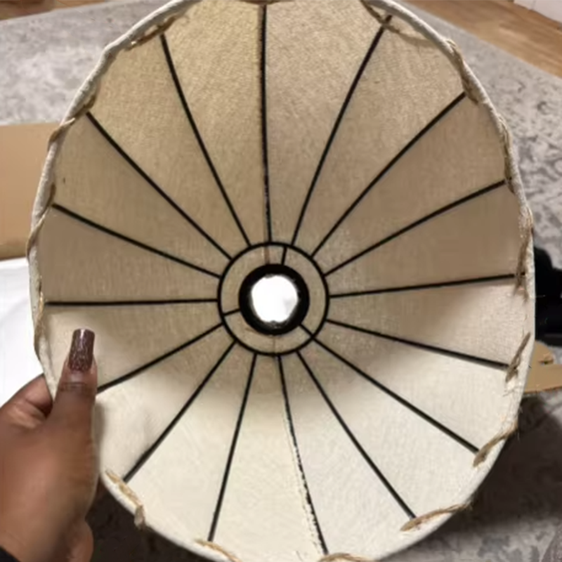 Lampada da terra vintage tradizionale rotonda in ferro con tessuto, 1 luce, per soggiorno