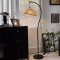 Lampada da terra vintage tradizionale rotonda in ferro con tessuto, 1 luce, per soggiorno