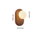 Applique da parete rotonda in legno giapponese tradizionale con vetro e 1 luce per camera da letto