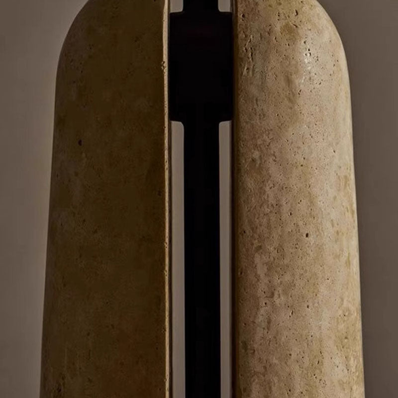 Lampada da tavolo tradizionale giapponese in ferro con base in travertino e marmo, 1 luce, per camera da letto