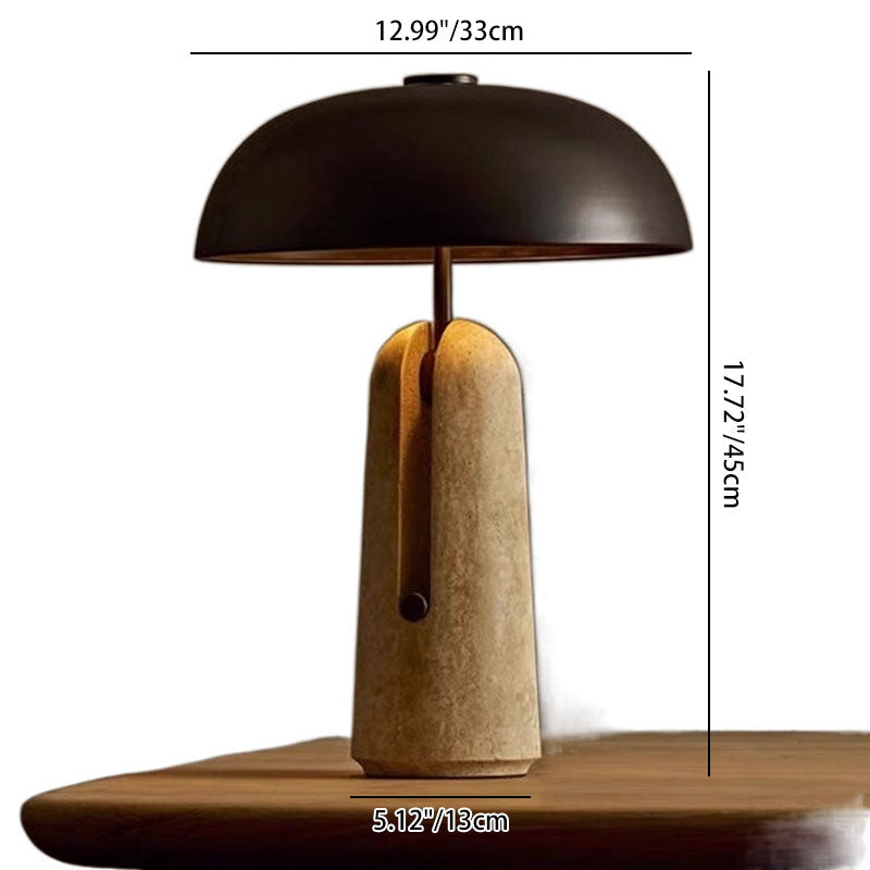 Lampada da tavolo tradizionale giapponese in ferro con base in travertino e marmo, 1 luce, per camera da letto