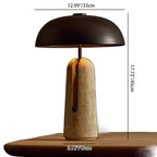 Lampada da tavolo tradizionale giapponese in ferro con base in travertino e marmo, 1 luce, per camera da letto