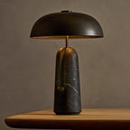 Lampada da tavolo tradizionale giapponese in ferro con base in travertino e marmo, 1 luce, per camera da letto
