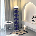 Lampada da Terra Rotonda in Ferro Acrilico Crema Contemporanea Scandinava a 1 Luce per Camera da Letto