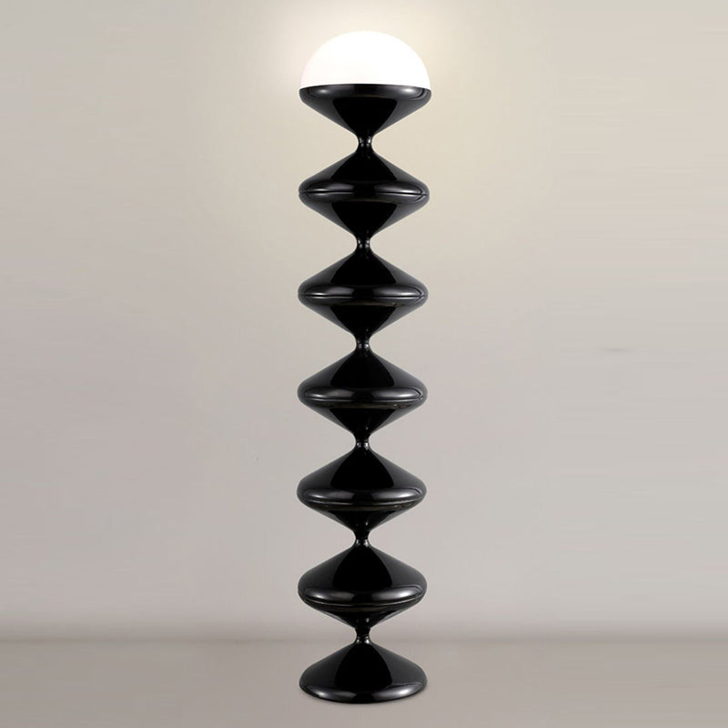 Lampada da Terra Rotonda in Ferro Acrilico Crema Contemporanea Scandinava a 1 Luce per Camera da Letto