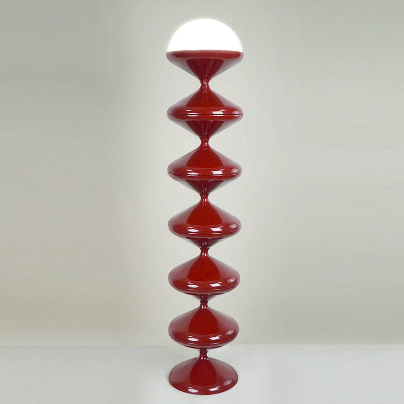 Lampada da Terra Rotonda in Ferro Acrilico Crema Contemporanea Scandinava a 1 Luce per Camera da Letto