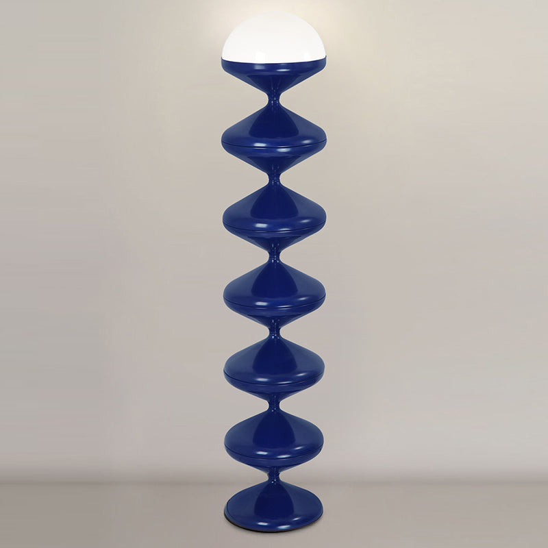 Lampada da Terra Rotonda in Ferro Acrilico Crema Contemporanea Scandinava a 1 Luce per Camera da Letto