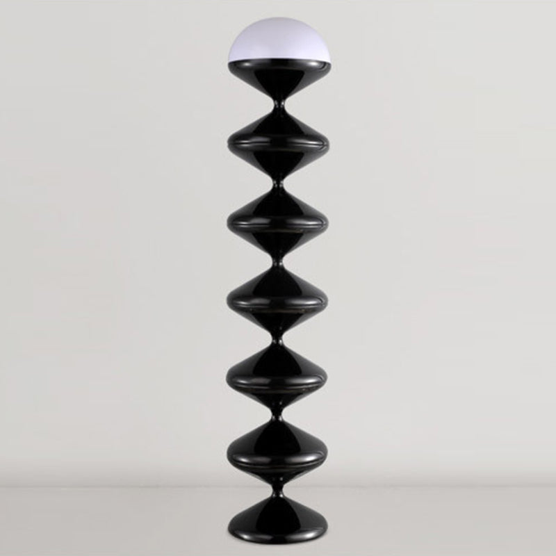 Lampada da Terra Rotonda in Ferro Acrilico Crema Contemporanea Scandinava a 1 Luce per Camera da Letto