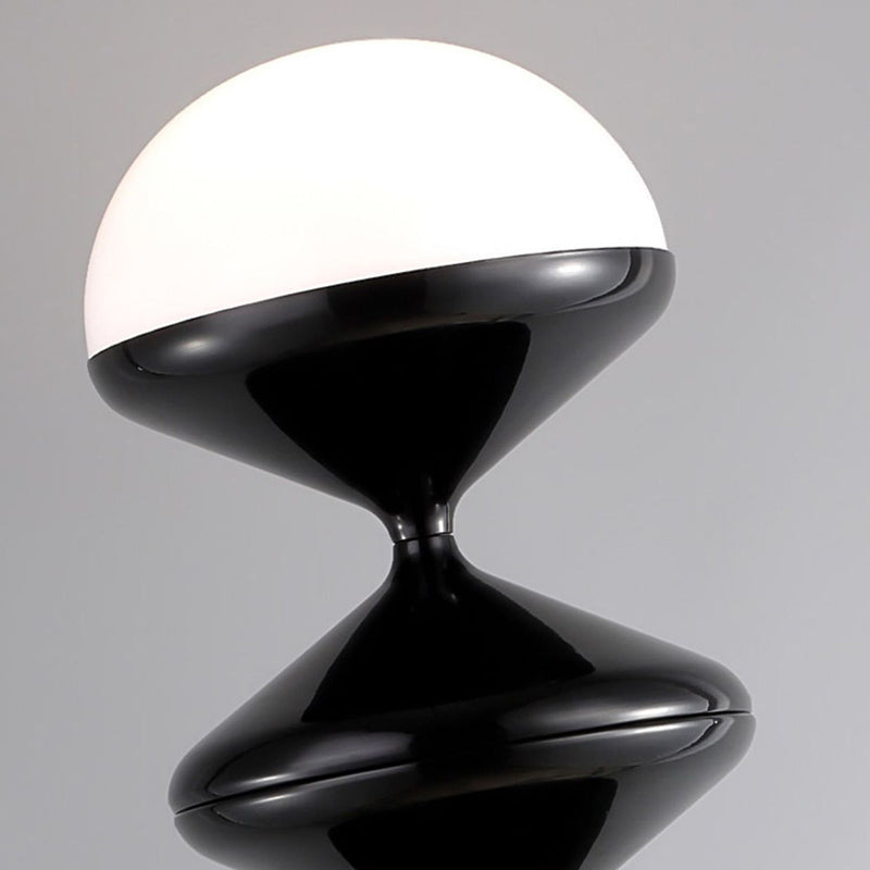 Lampada da Terra Rotonda in Ferro Acrilico Crema Contemporanea Scandinava a 1 Luce per Camera da Letto