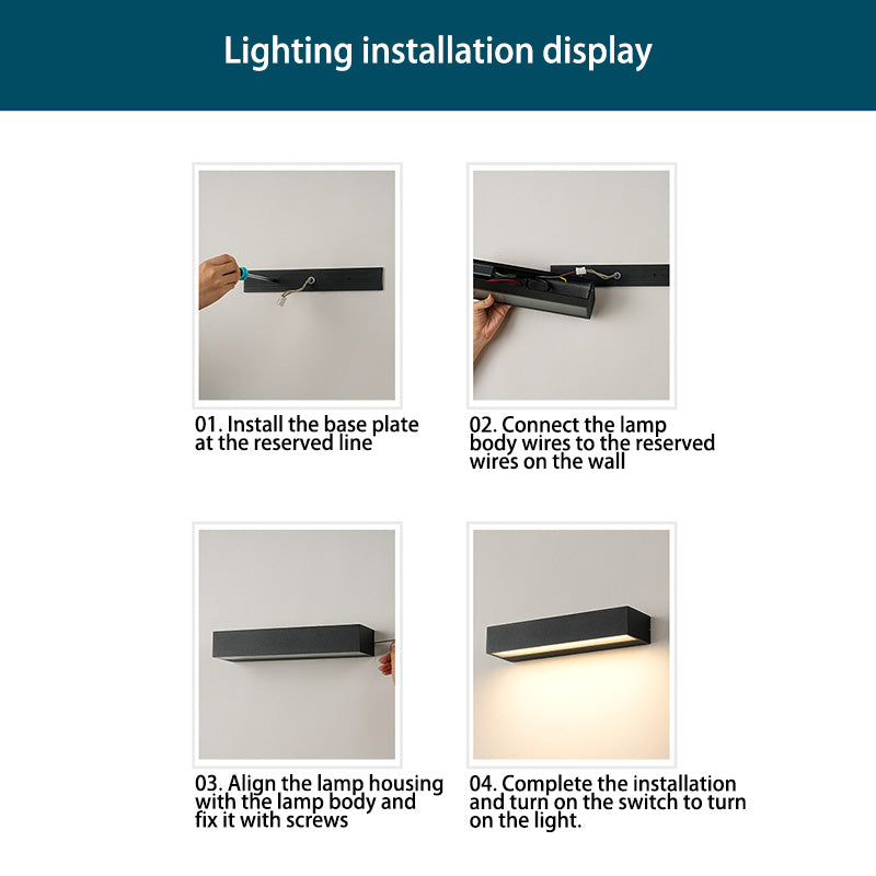 Lampada da Parete LED Moderna Minimalista Rettangolare Impermeabile in Alluminio per Giardino