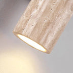 Applique da Parete Contemporanea Scandinava Cilindrica Rotonda in Travertino Giallo e Legno con 2 Luci per Soggiorno