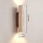 Applique da Parete Contemporanea Scandinava Cilindrica Rotonda in Travertino Giallo e Legno con 2 Luci per Soggiorno